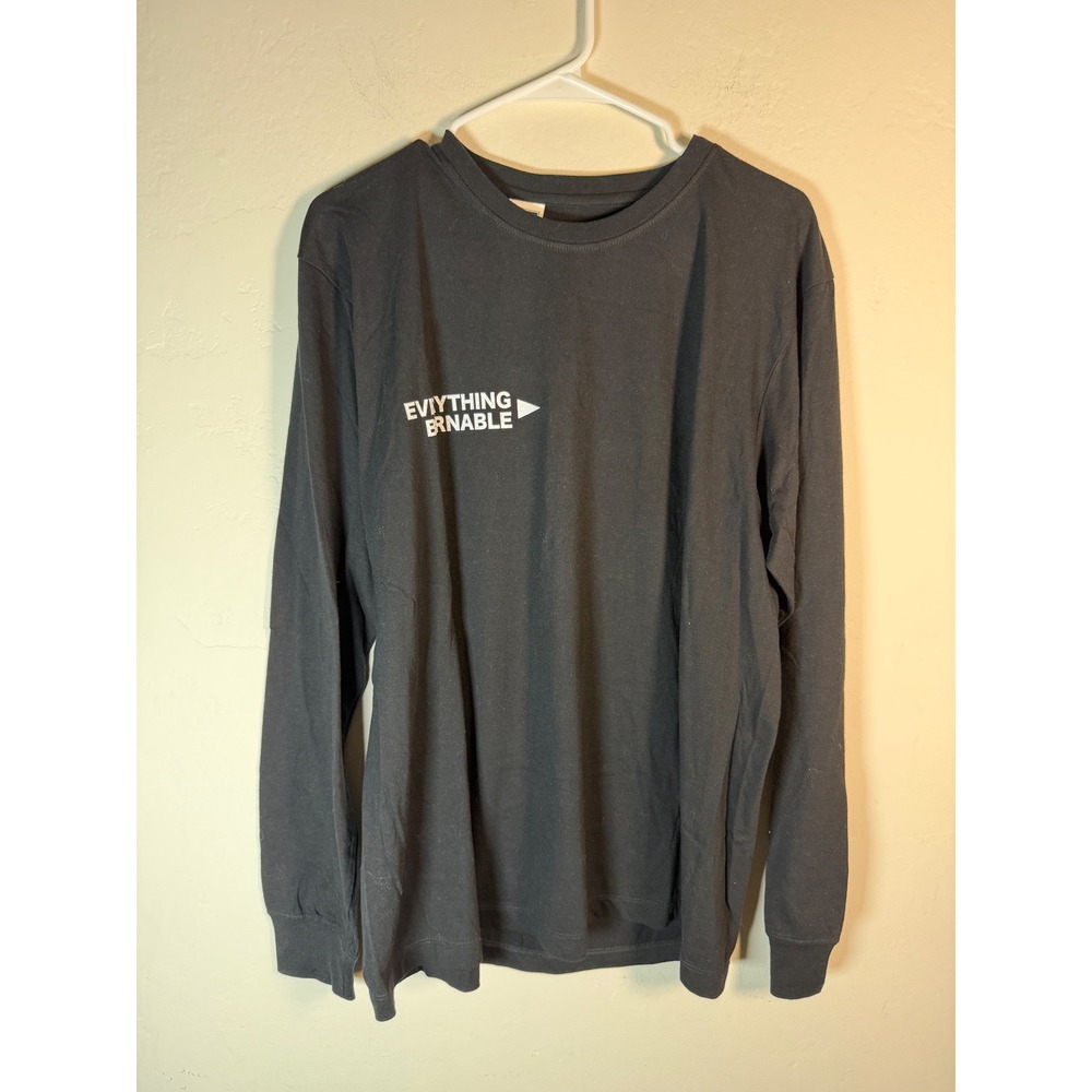 Society Black Long Sleeve Graphic T Shirt Men's Size L Flame Skull Print - Picture 4 of 7